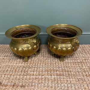 Spectacular Rare William IV Rosewood Antique Jardiniere 9 Pair of Antique Brass Jardinieres