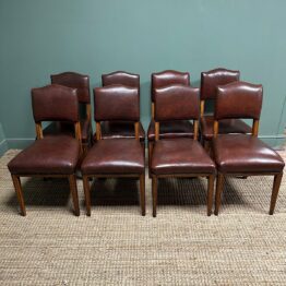 Set of 8 Antique Victorian Oak Dining Chairs