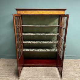 Exhibition Quality Victorian Inlaid Antique Display Cabinet / Bookcase