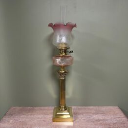 Spectacular Large Victorian Antique Brass Oil Lamp