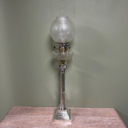 Stunning Large Silver Plated Antique Victorian Oil Lamp
