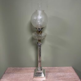 Stunning Large Silver Plated Antique Victorian Oil Lamp