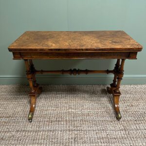 Stunning Antique Victorian Games Table / Card Table 16 Burr Walnut Antique Victorian Games Table