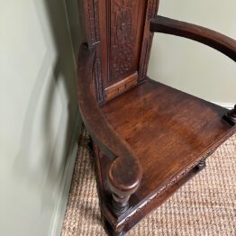 Unusual Victorian Oak Antique Chair stamped Genèva 1895