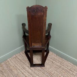 Unusual Victorian Oak Antique Chair stamped Genèva 1895