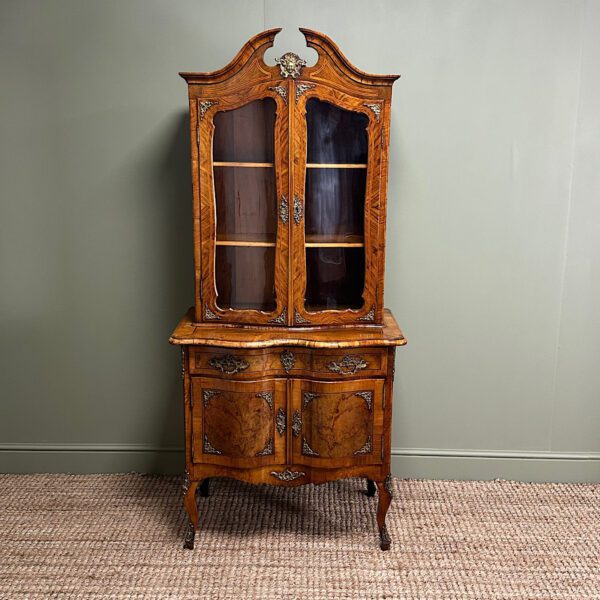 Quality Victorian Walnut Antique Bookcase on Cupboard