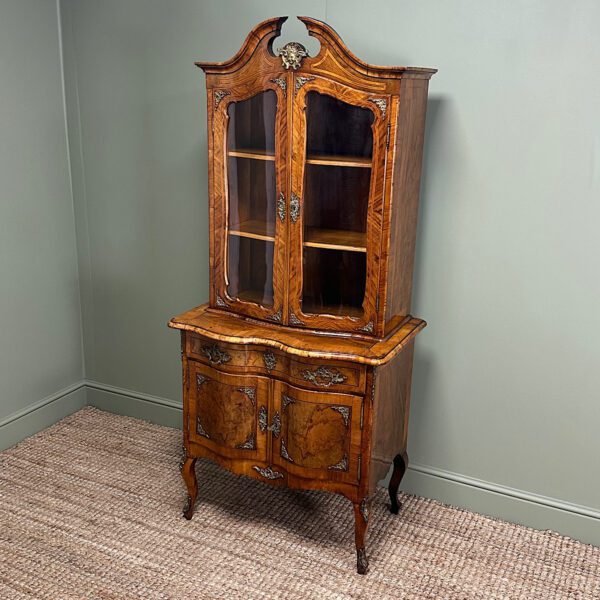 Quality Victorian Walnut Antique Bookcase on Cupboard