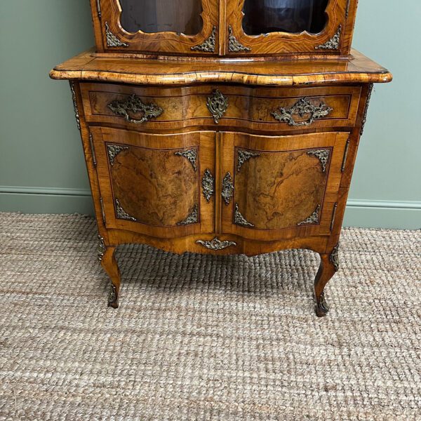 Quality Victorian Walnut Antique Bookcase on Cupboard