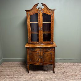 Quality Victorian Walnut Antique Bookcase on Cupboard