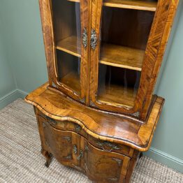 Quality Victorian Walnut Antique Bookcase on Cupboard