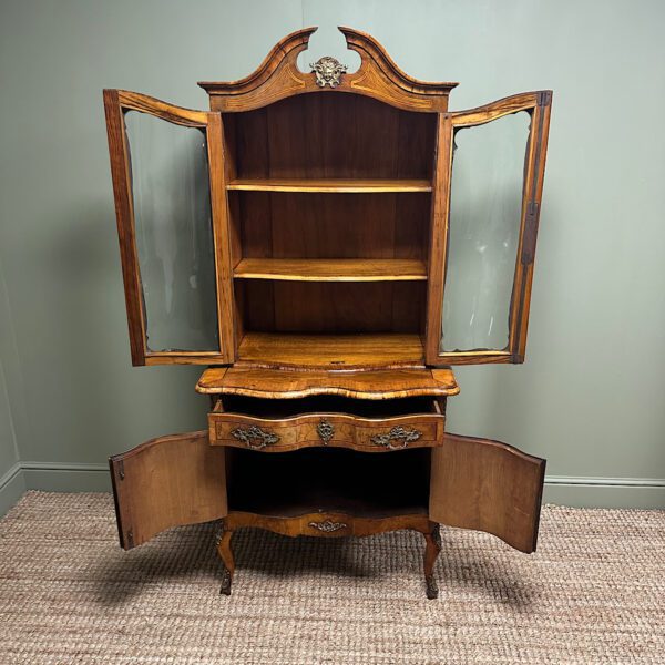 Quality Victorian Walnut Antique Bookcase on Cupboard