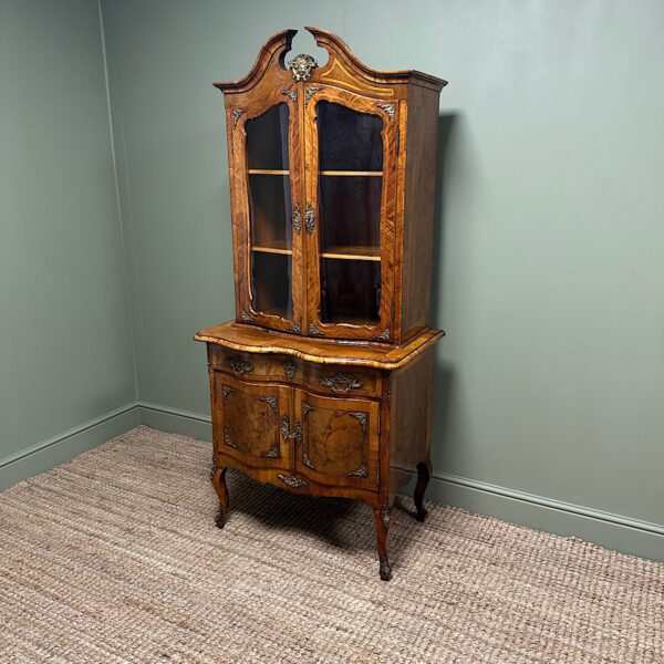 Quality Victorian Walnut Antique Bookcase on Cupboard