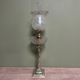 Stunning Large Silver Plated Antique Victorian Oil Lamp