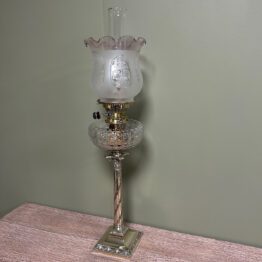 Stunning Large Silver Plated Antique Victorian Oil Lamp