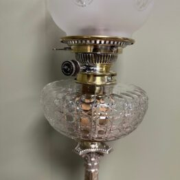 Stunning Large Silver Plated Antique Victorian Oil Lamp