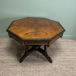 Stunning Victorian Antique Burr Walnut Table