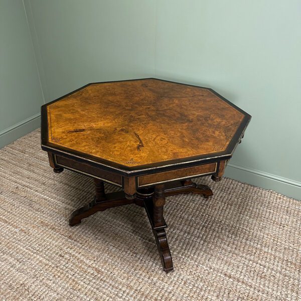 Stunning Victorian Antique Burr Walnut Table