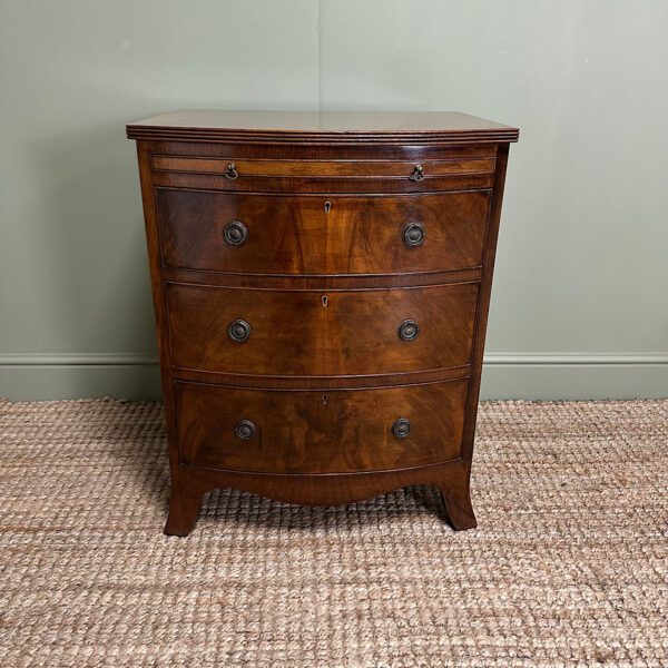 Quality Small Bow fronted Antique Chest with Brushing Slide