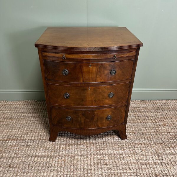 Quality Small Bow fronted Antique Chest with Brushing Slide