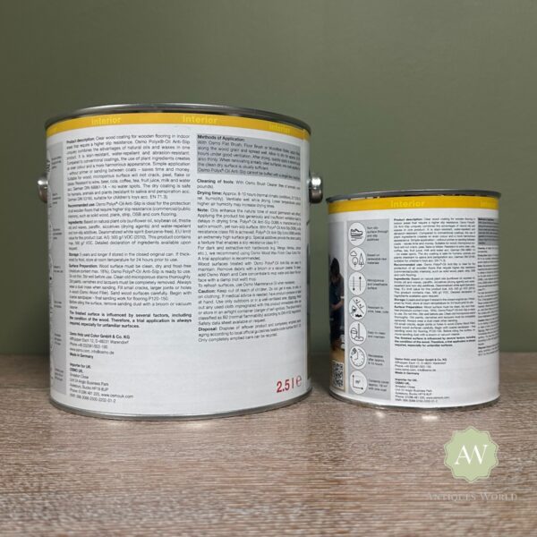 Osmo Polyx Oil Anti-Slip Back of tin with instructions
