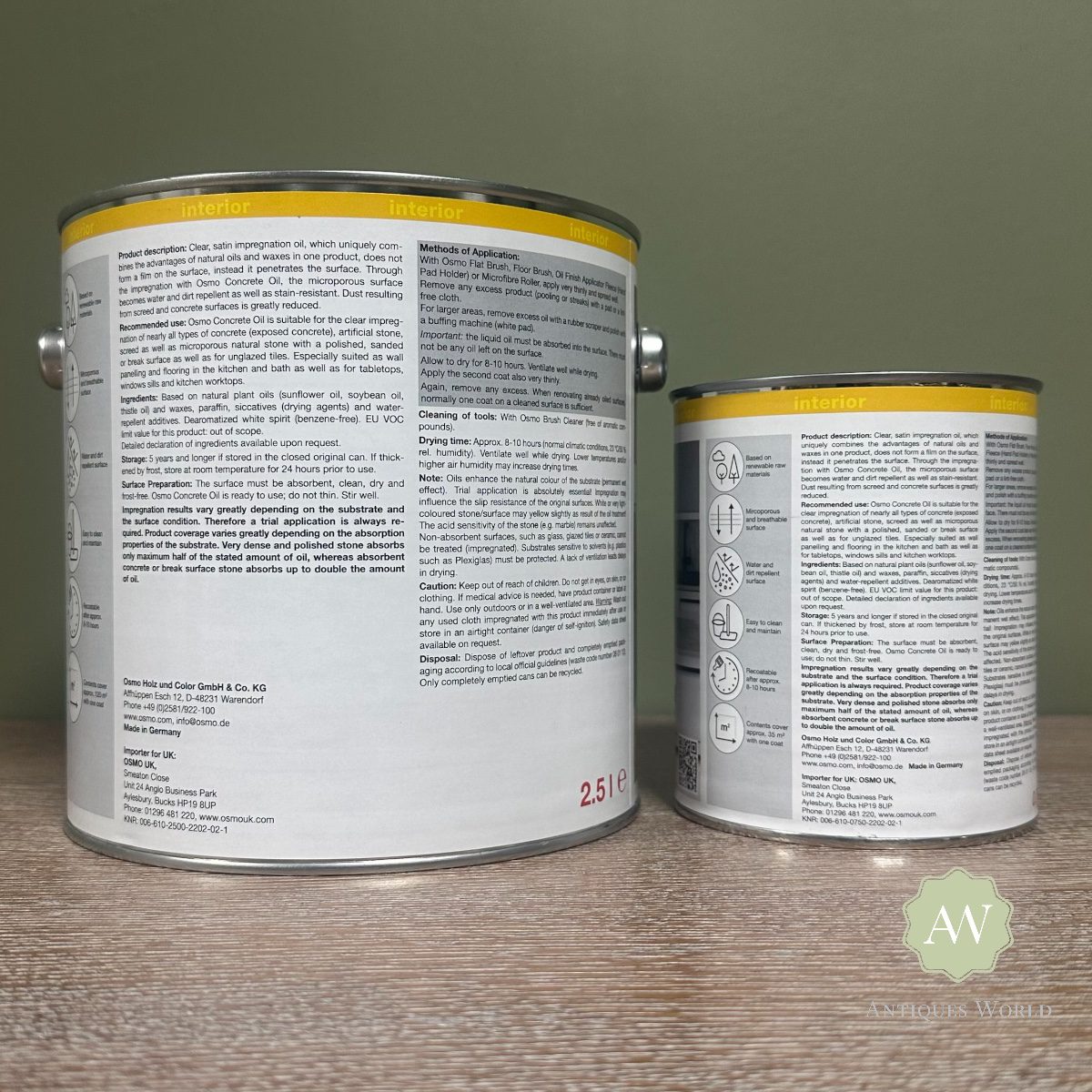 Osmo Concrete Oil back of tin with label