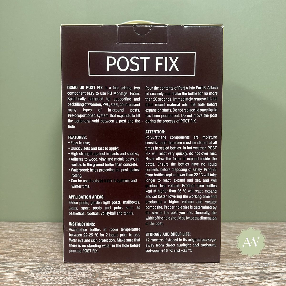 Osmo Post Fix box with instructions
