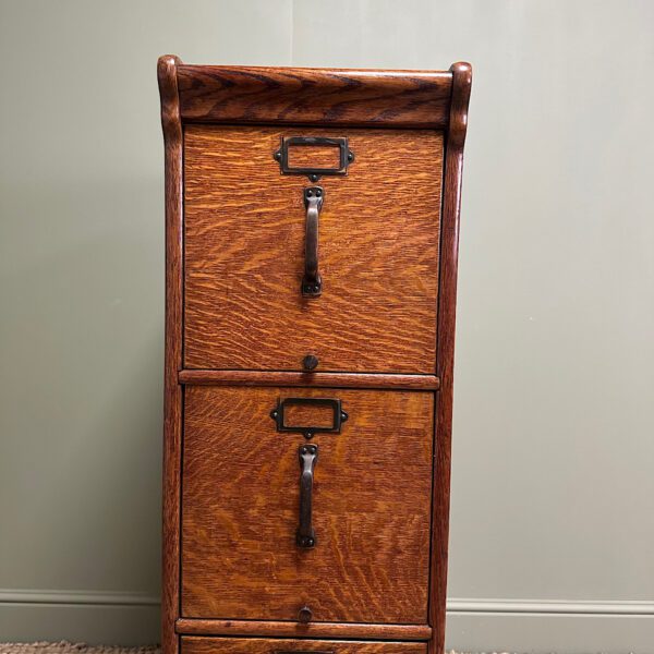 Unusual Edwardian Oak Antique Filing Cabinet