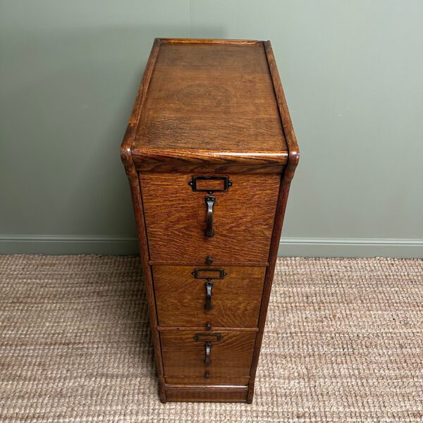 Unusual Edwardian Oak Antique Filing Cabinet