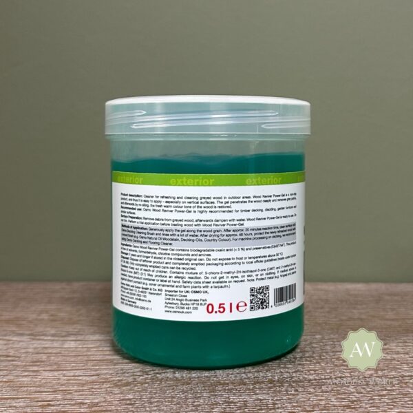 Osmo Wood Reviver Power Gel back of tub with label