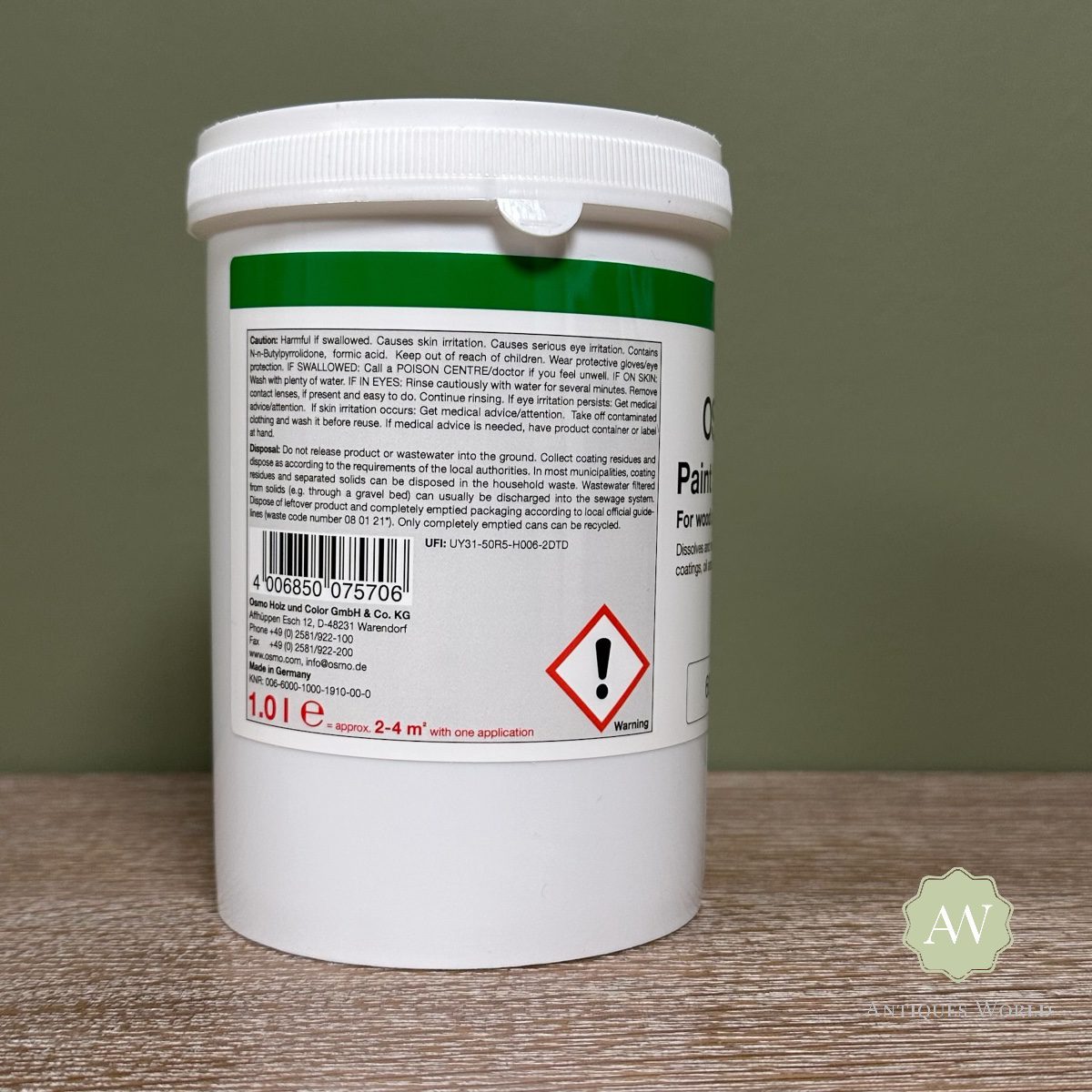 Osmo Paint Stripper -1 Litre 2 Osmo Paint Stripper back of tub with label