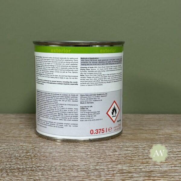 Osmo End Grain Sealing Wax back of tin with label