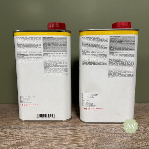 Osmo Liquid Wax Cleaner back of tin with label