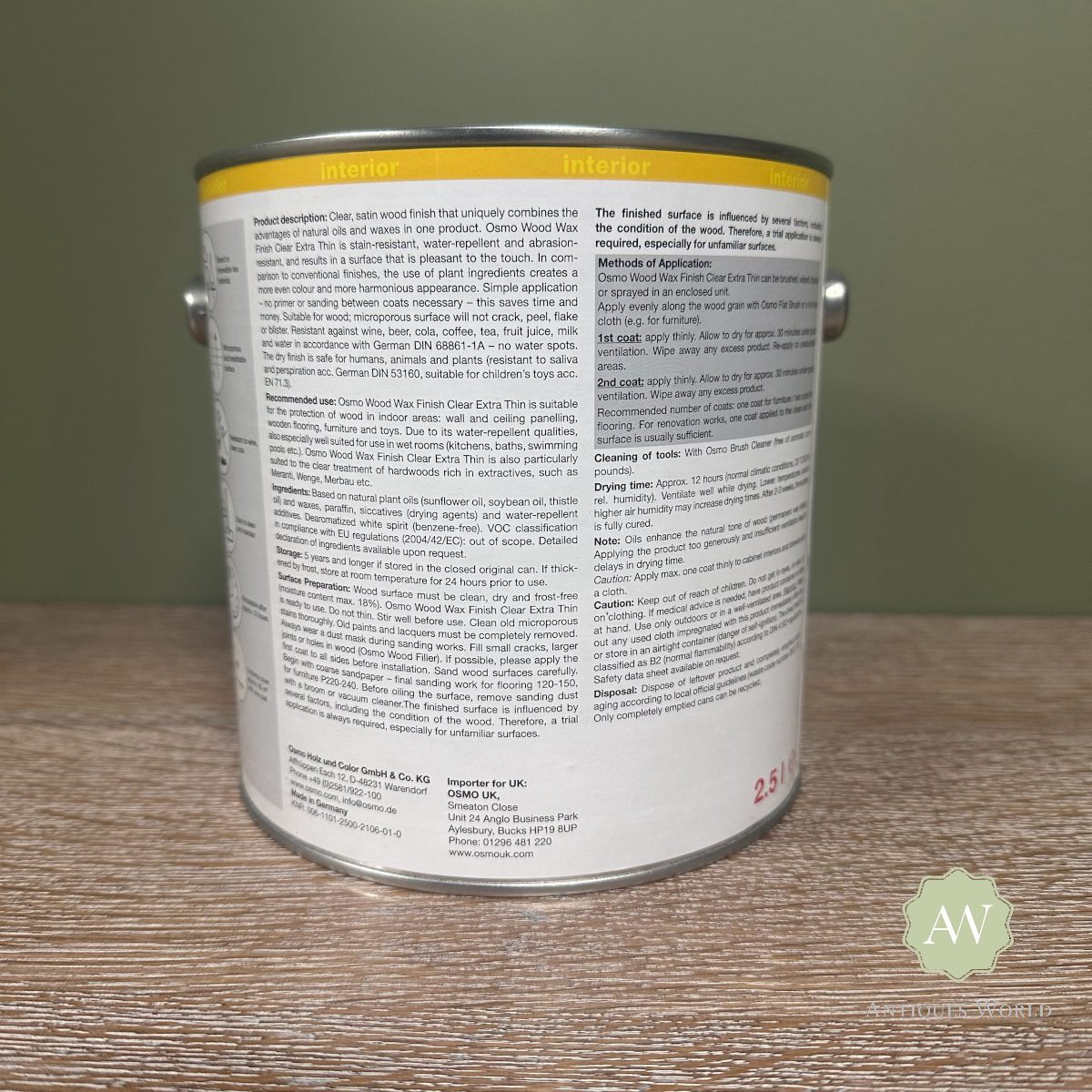 Osmo Wood Wax Extra Thin 2 Osmo Wood Wax Extra Thin back of tin with label