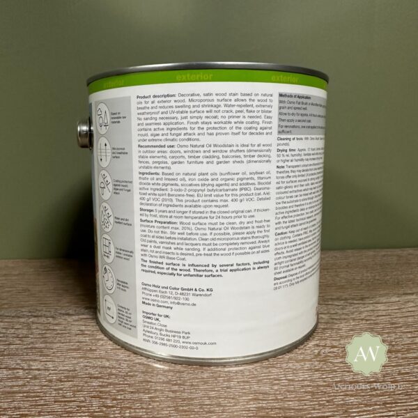 Osmo Natural Oil Wood Stain back of tin with label