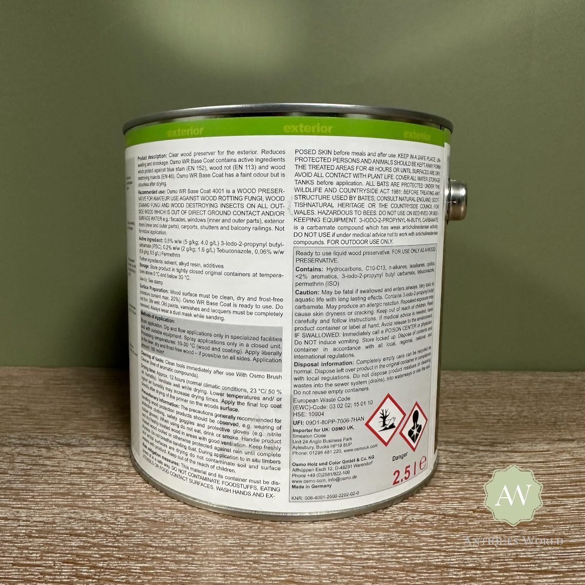 Osmo WR Base Coat back of tin with label