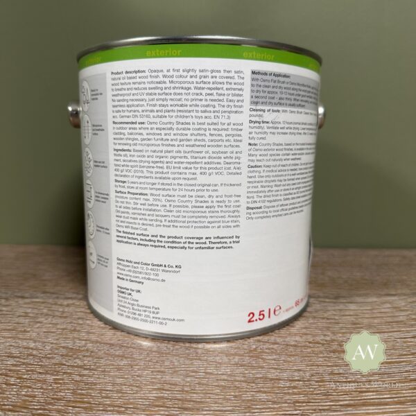Osmo Country Shades | Country Colour back of tin with label