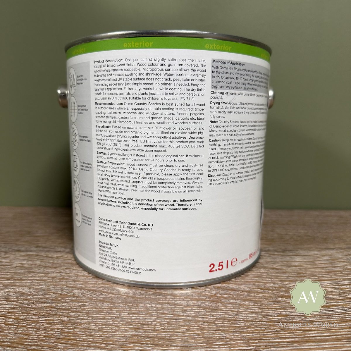 Osmo Country Colour 21 Osmo Country Shades | Country Colour back of tin with label