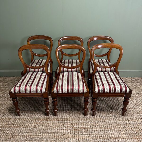 Elegant Set of 6 Victorian Mahogany Antique Balloon Back Chairs