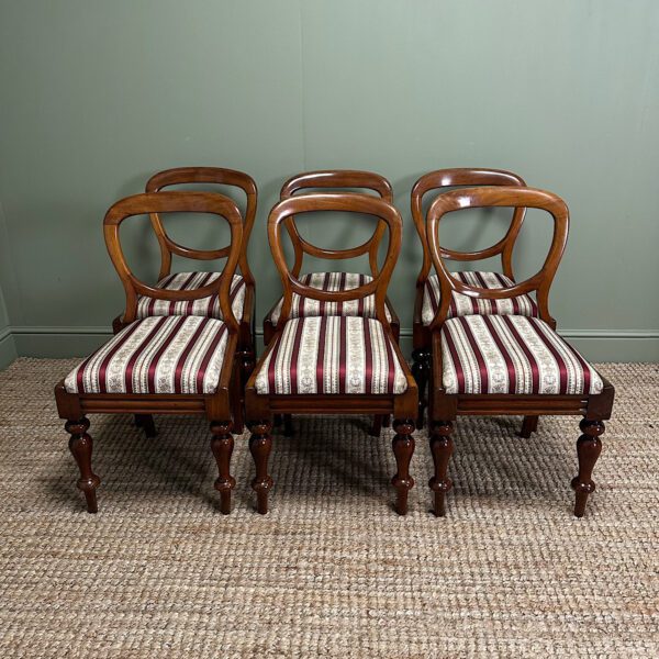 Elegant Set of 6 Victorian Mahogany Antique Balloon Back Chairs