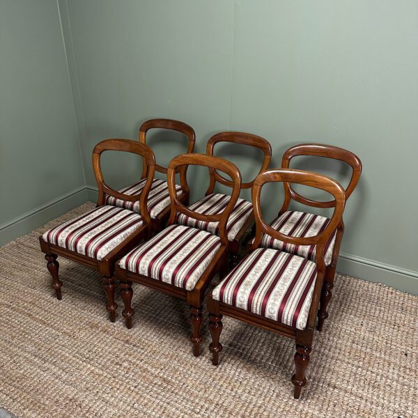 Elegant Set of 6 Victorian Mahogany Antique Balloon Back Chairs