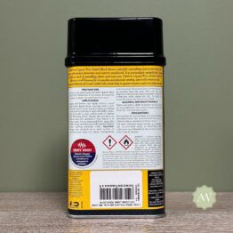 Home 109 Liberon Liquid Wax Polish Black Bison - Back of tin with label