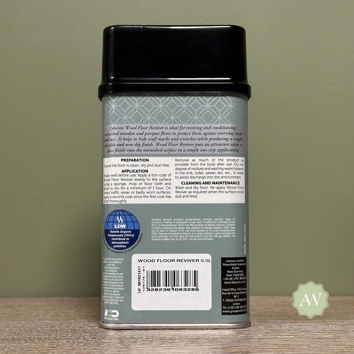 Liberon Wood Floor Reviver – 500 ml 3 Liberon Wood Floor Reviver back of tin with label