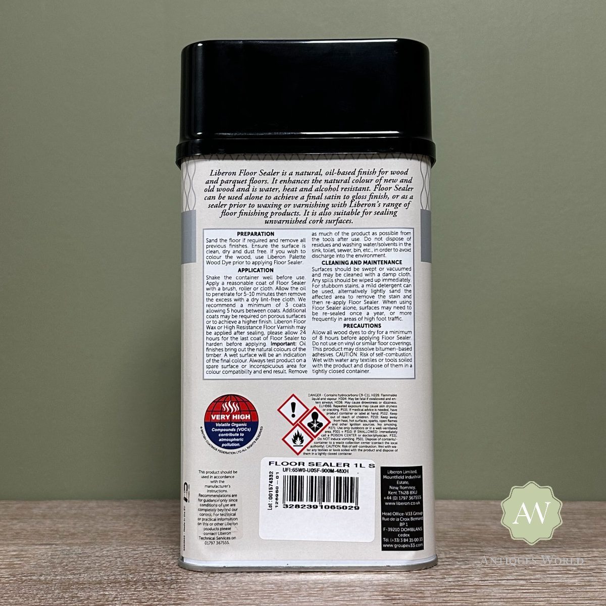 Liberon Wood Floor Sealer – 1 Litre 3 Liberon Wood Floor Sealer back of tin with label