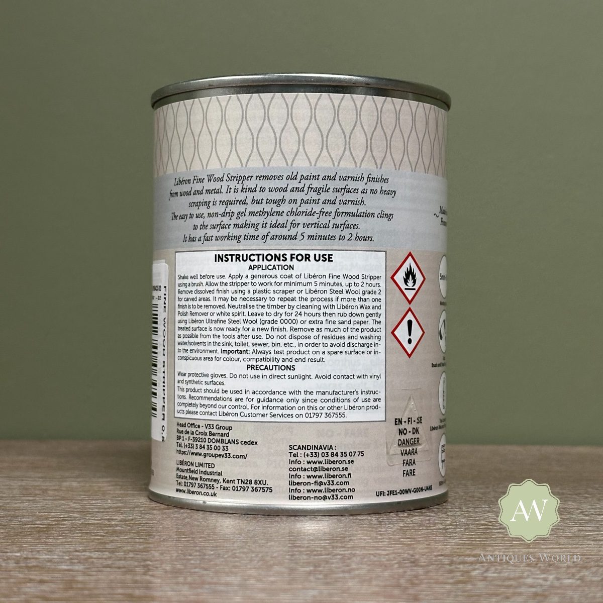 Liberon Fine Wood Stripper - 500ml 3 Liberon Fine Wood Stripper back of tin with label