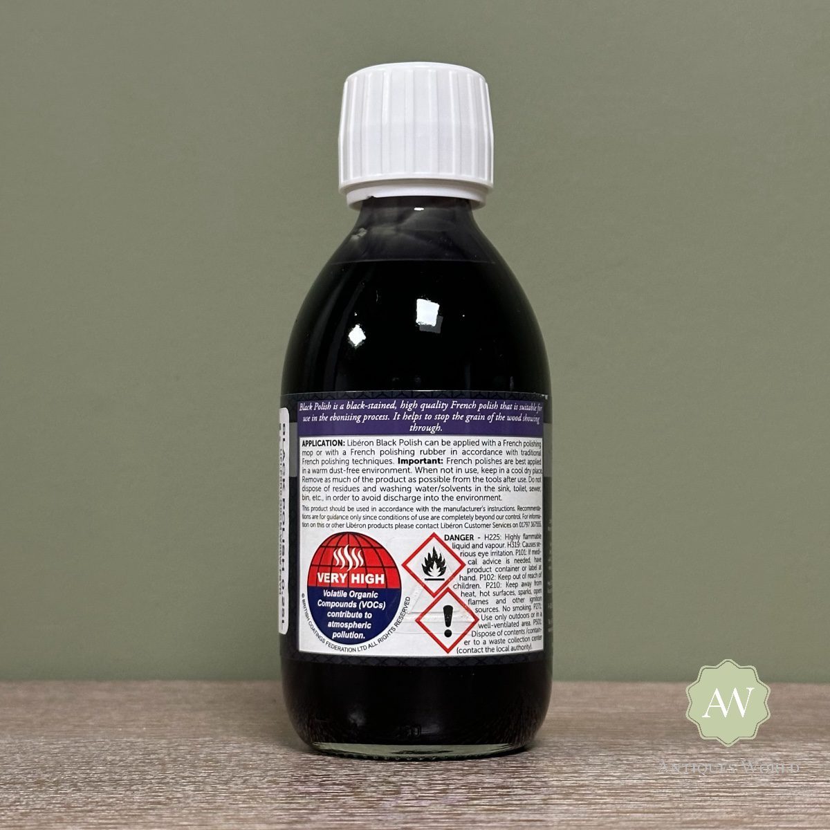 Liberon Black Polish back of bottle with label