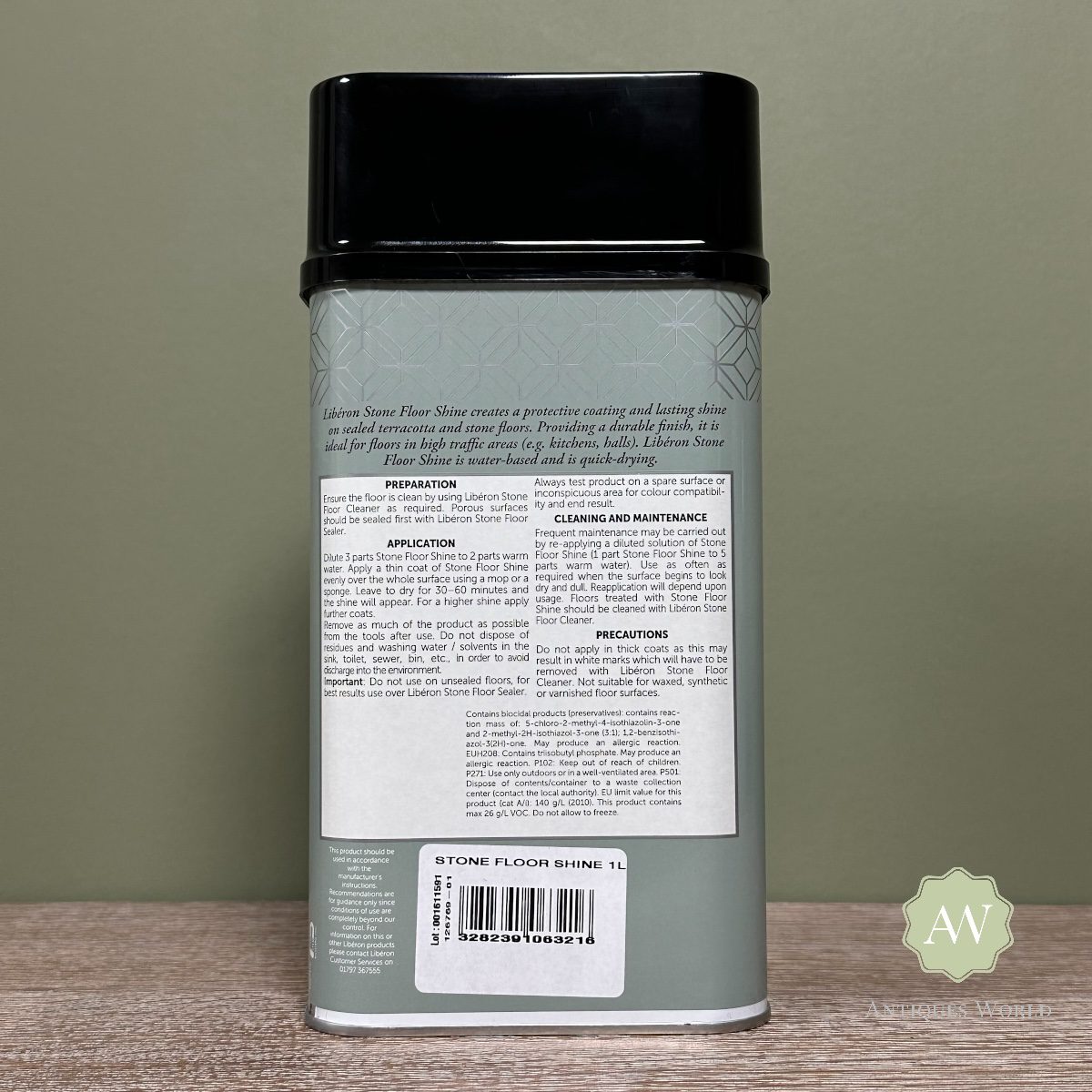 Liberon Stone Floor Shine – 1 Litre 3 Liberon Stone Floor Shine back of tin with label