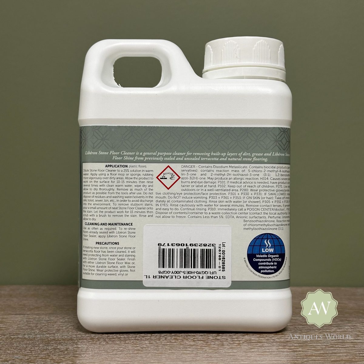 Liberon Stone Floor Cleaner back on tub with label