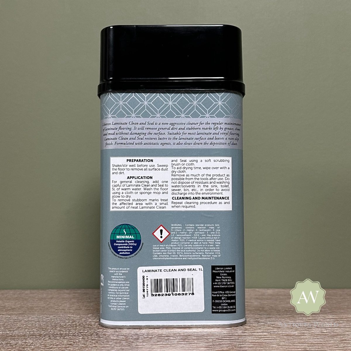 Liberon Laminate Clean and Seal – 1 Litre 3 Liberon Laminate Clean and Seal back of tin with label