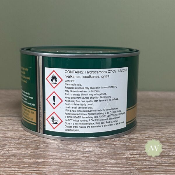 Fiddes Liming Wax Polish back of tin with label