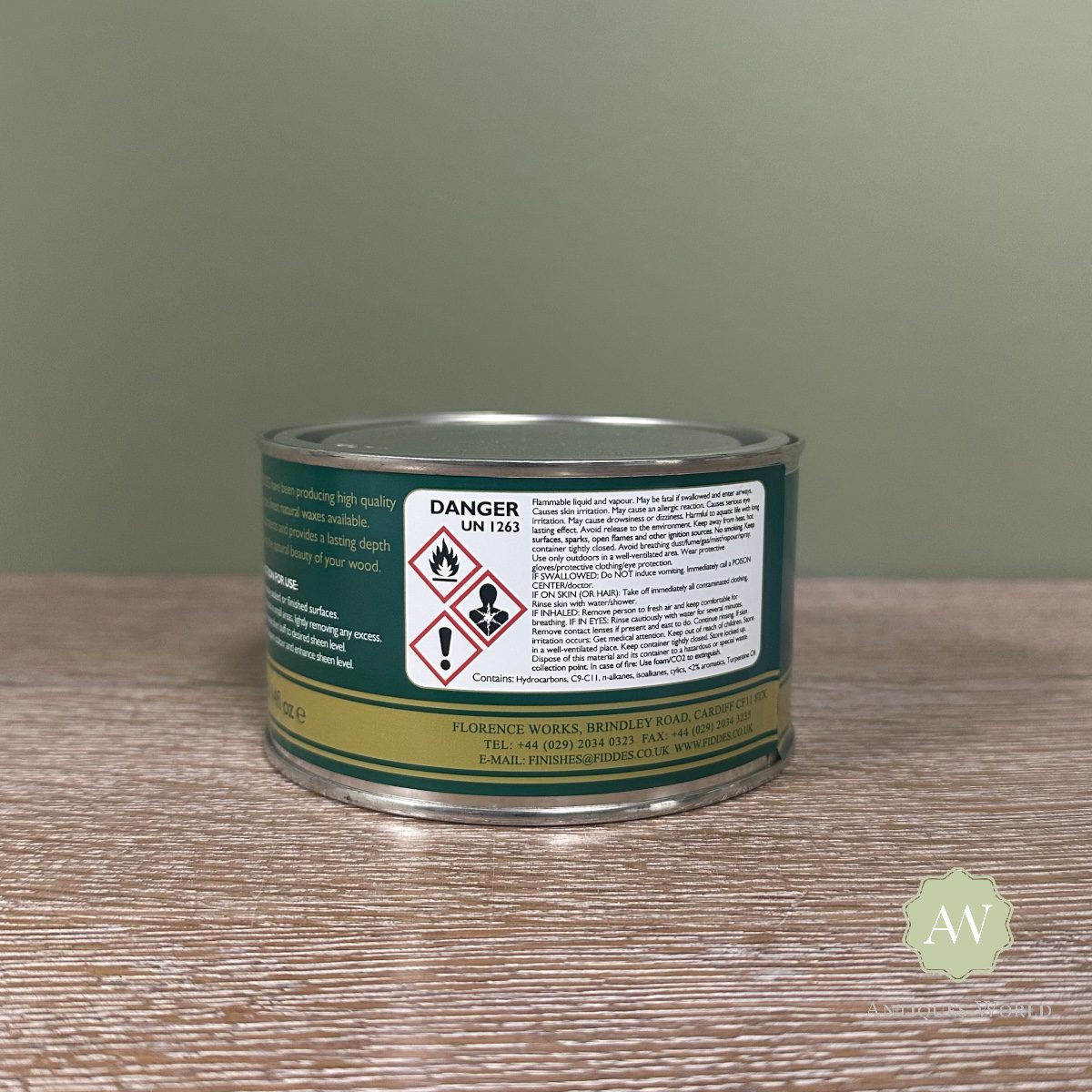 Fiddes Mellow Wax Furniture Polish 400ml - All Colours 7 Fiddes Mellow Wax Furniture Polish back of tin with label